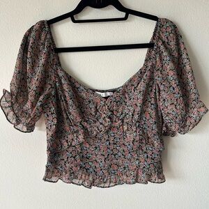 Lush- Floral Ruffle Top- Size Small